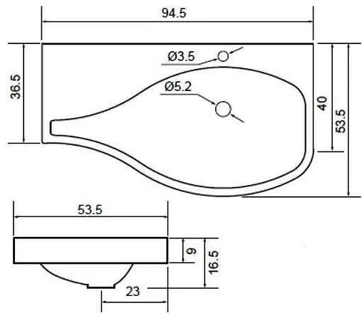 Раковина Aquanet Сопрано 95 R белый НФ-00007880