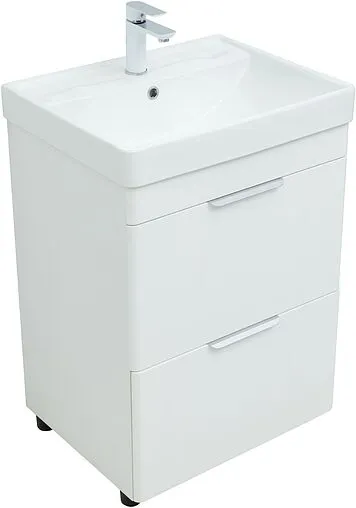 Тумба под умывальник напольная Aquanet Ирис new 60 белый глянец 00310152