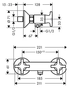 Смеситель для душа Hansgrohe Logis Classic хром 71260000 Смеситель для душа Hansgrohe Logis Classic хром 71260000, 2