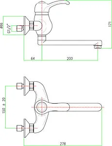 Смеситель для кухни настенный Fiore Jafar бронза 47ZZ5420, 2