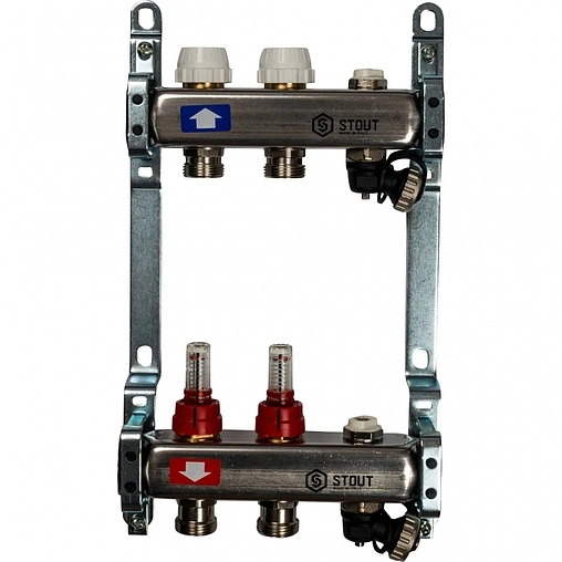 Группа коллекторная с расходомерами 2 отвода 1&quot;в/в x ¾&quot;ек Stout SMS 0927 000002