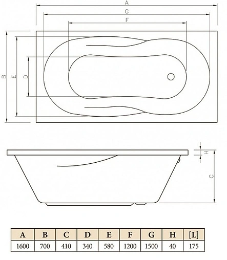 Ванна акриловая C-bath Vesta 160x70 CBQ005004