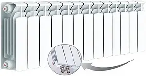 Радиатор биметаллический 13 секции нижнее правое подключение Rifar Base Ventil 350 RBVR35013 Радиатор биметаллический 13 секции нижнее правое подключение Rifar Base Ventil 350 RBVR35013, 1