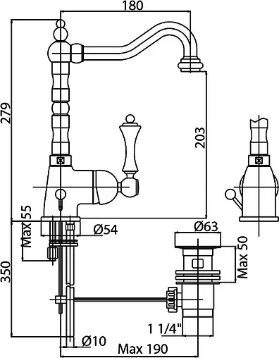 Смеситель для раковины Cezares Margot бронза/белый MARGOT-LSM2-02-Bi
