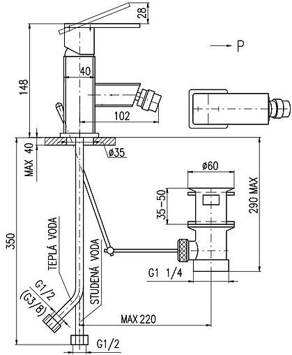 Смеситель для биде Rav Slezak Loira хром LR545.5K