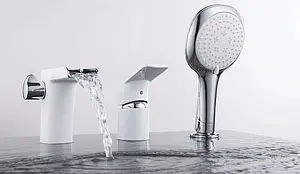 Смеситель на борт ванны на 3 отверстия D&K Berlin Steinbeis белый/хром DA1434216 Смеситель на борт ванны на 3 отверстия D&K Berlin Steinbeis белый/хром DA1434216, 3