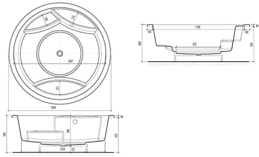 Ванна акриловая Eurolux Basic 190х190 E4190190011