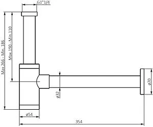 Сифон бутылочный для раковины Damixa Option хром 210800000 Сифон бутылочный для раковины Damixa Option хром 210800000, 2