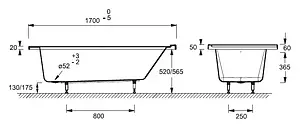 Ванна акриловая Jacob Delafon Formilia 170x80 R E6139R-00, 4