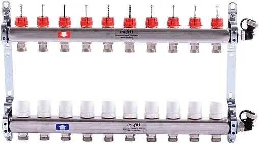Группа коллекторная с расходомерами 10 отводов 1&quot;в/в x ¾&quot;ек Uni-fitt 450I4310