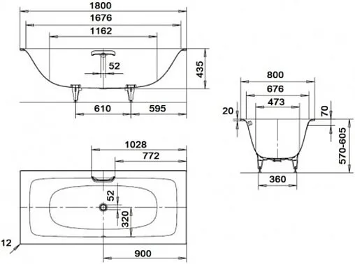 Ванна стальная Kaldewei Silenio 180x80 mod. 676 anti-slip (полный) белый 267634010001