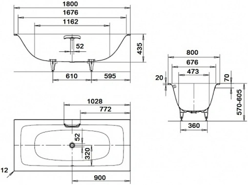 Ванна стальная Kaldewei Silenio 180x80 mod. 676 easy-clean белый 267600013001