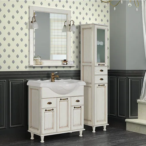 Шкаф-пенал напольный Aquaton Жерона 35 R белое золото 1A158903GEM4R