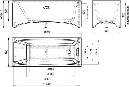 Ванна акриловая Radomir Веста 168х70 2-01-0-0-1-237Р