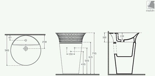 Раковина ISVEA Cappitone 59 золото/белый 10CPS1003SV