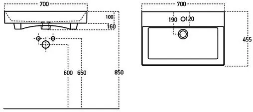 Раковина Sanovit Slim Synergy 70 черный 17070-110