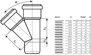 Тройник внутренний бесшумный D=110x50мм Угол 45° Rehau Raupiano Plus 11213041001, 2