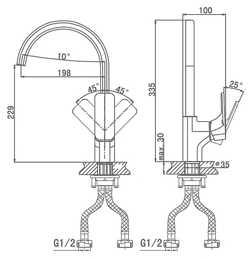 Смеситель для кухни D&amp;K Berlin Technishe чёрный/хром DA1432415