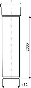 Труба канализационная внутренняя D=32мм L=2000мм Ostendorf HTEM 110060, 2