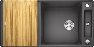 Мойка кухонная Blanco Axia III 6 S-F 100 (доска ясень) тёмная скала 523521 Мойка кухонная Blanco Axia III 6 S-F 100 (доска ясень) тёмная скала 523521, 1
