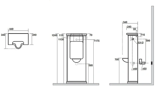 Писсуар напольный со скрытым подводом воды Kerasan Waldorf белый 413101