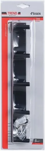 Планка с 5-ю крючками Fixsen Trend чёрный матовый FX-97805-5 Планка с 5-ю крючками Fixsen Trend чёрный матовый FX-97805-5