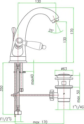 Смеситель для раковины Fiore Coloniale бронза/белый 02ZZ0623