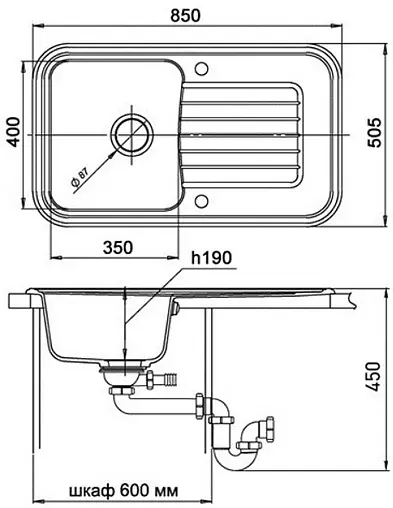 Мойка кухонная Ewigstein Antik A-60F антрацит