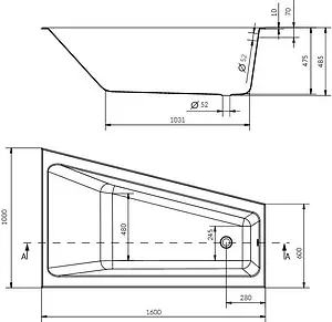 Ванна акриловая Cersanit Crea 160x100 R P-WA-CREA*160-RNL, 2