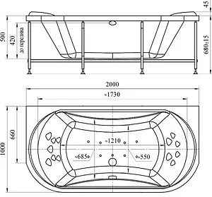 Ванна акриловая Radomir Титан-лонг 200х100 1-01-0-0-1-040, 2