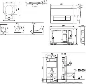 Комплект 6 в 1 Laufen Pro Rimless Z.RU93.0.771.6 с кнопкой белый глянцевый Комплект 6 в 1 Laufen Pro Rimless Z.RU93.0.771.6 с кнопкой белый глянцевый, 2