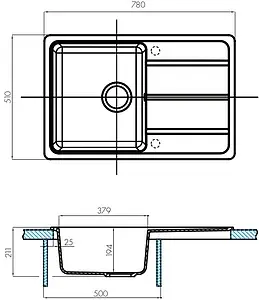 Мойка кухонная Aquaton Аманда 78 латте 1A712832AD260 Мойка кухонная Aquaton Аманда 78 латте 1A712832AD260, 2