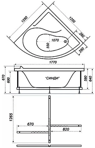 Ванна акриловая Triton Синди 125x125 Н0000000214