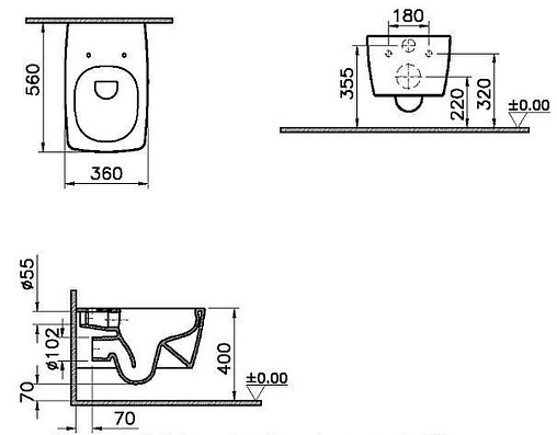 Унитаз подвесной безободковый VitrA Metropole Rim-Ex черный матовый 7672B083-0101
