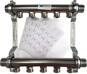 Группа коллекторная распределительная 5 отводов 1"н/н x ¾"ек Watts HLV2000 VA 10080777 Группа коллекторная распределительная 5 отводов 1"н/н x ¾"ек Watts HLV2000 VA 10080777, 1