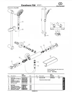 Душевая стойка с термостатом Ideal Standard Ceratherm T50 хром A7217AA Душевая стойка с термостатом Ideal Standard Ceratherm T50 хром A7217AA, 3