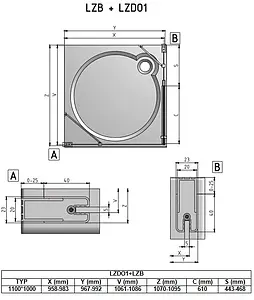 Душевое ограждение 1100x1000мм прозрачное стекло Roltechnik Lega Lift Line LZDO1+LZB/1100*1000 226-1100000-00-02+228-1000000-00-02, 2