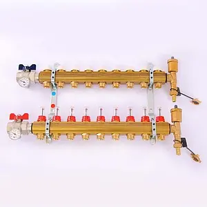 Группа коллекторная с расходомерами 9 отводов 1&quot;в/в x ¾&quot;ек Tiemme 3870009, 2