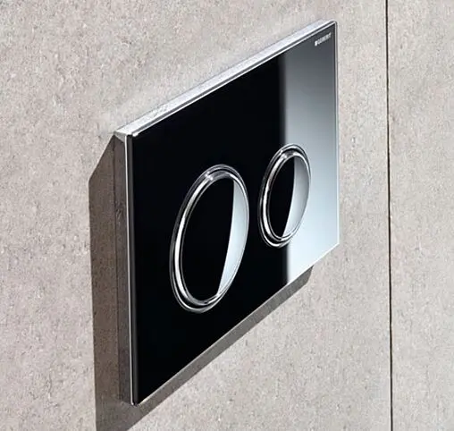 Клавиша смыва для унитаза Geberit Sigma 21 115.884.SJ.1 стекло/черный, кольца/хром глянцевый