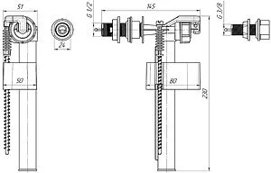 Заливной клапан для бачка ⅜/½" пластик боковой Ани Пласт Эконом WC5063 Заливной клапан для бачка ⅜/½" пластик боковой Ани Пласт Эконом WC5063, 2