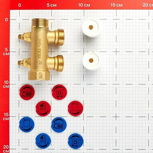 Коллектор регулирующий проходной 2 отвода ¾&quot;в/н x ¾&quot;ек TECE 8730006
