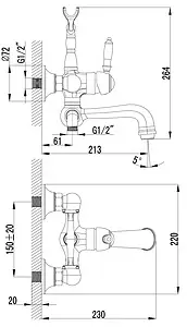 Смеситель для ванны Lemark Villa бронза/белый LM4812B Смеситель для ванны Lemark Villa бронза/белый LM4812B, 2