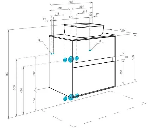 Тумба-умывальник подвесная Aquaton Либерти 70 дуб эльвезия/белый глянец 1A2798K2LYC70