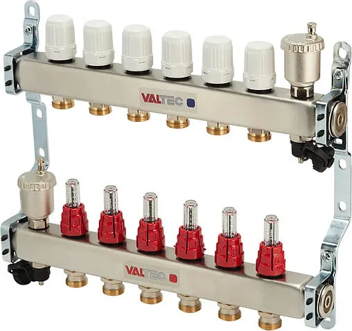 Группа коллекторная с расходомерами 6 отводов 1&quot;в/в x ¾&quot;ек Valtec VTc.586.EMNX.0606