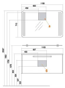 Зеркало с подсветкой Aquaton Валенсия 110 с подогревом 1A124602VA010, 2