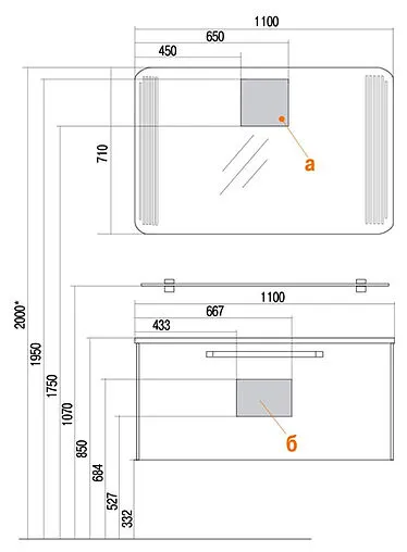Зеркало с подсветкой Aquaton Валенсия 110 с подогревом 1A124602VA010