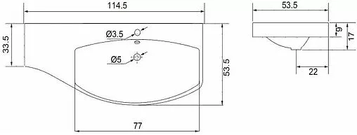 Раковина Aquanet Опера 115 R белый НФ-00007628