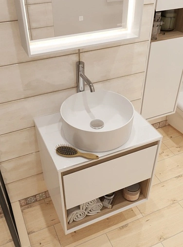 Тумба под умывальник подвесная Cersanit Louna 60 белый/дуб Эврика SP-SZ-LOU60-BL/Wh