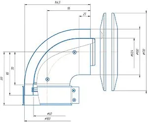Колено стартовое коаксиальное Ø 60/100мм (алюм.) Krats K-01P, 2