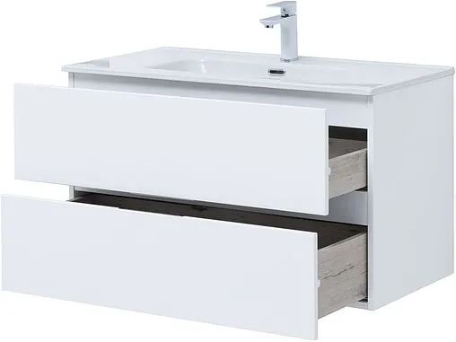 Тумба-умывальник подвесная Aquanet Алвита New 90 белый матовый 00303920+00284029